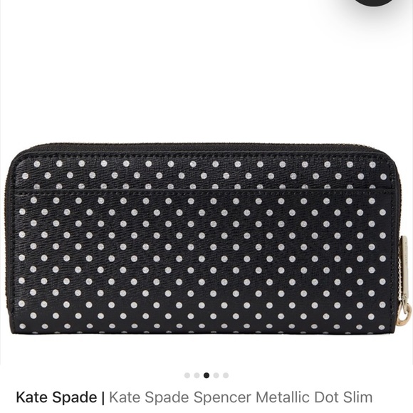 Kate Spade Spencer Metallic Dot Slim Continental Wallet in Black Multi k4546 - Picture 4 of 16